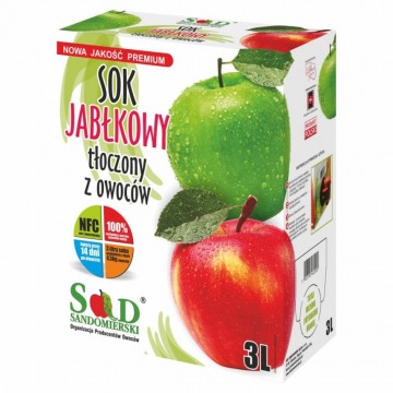Sandomierski Sad Sok Tłoczony Jabłkowy 3l karton