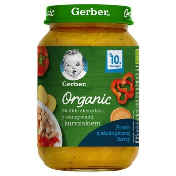 Nestle Gerber Organic Słodkie Ziemniaki z Warzywami i Kurczakiem Po 10. Miesiącu 190g
