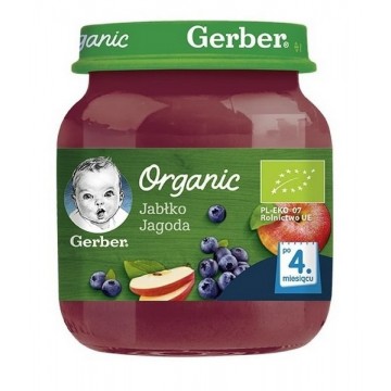 Nestle Gerber Organic Deser Jabłko Jagoda Po 4. Miesiącu 125g