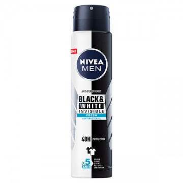 Nivea Men Black & White Invisible Fresh Antyperspirant Męski w Sprayu 250 ml
