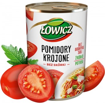 Łowicz Pomidory Krojone Bez Skórki 400g