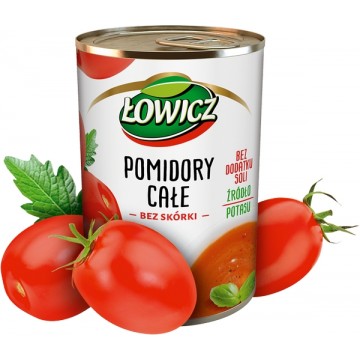 Łowicz Pomidory Całe Bez Skórki 400g