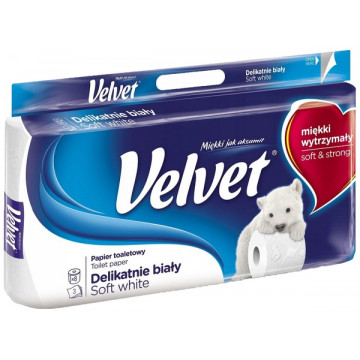 Velvet Papier Toaletowy Delikatnie Biały 8 rolek
