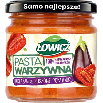Łowicz Pasta Warzywna Bakłażan Suszone Pomidory 180g