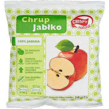Crispy Natural Jabłko Suszone Chipsy 18g