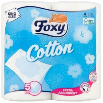 Foxy Cotton Papier Toaletowy 4 rolki 5 warstwowy